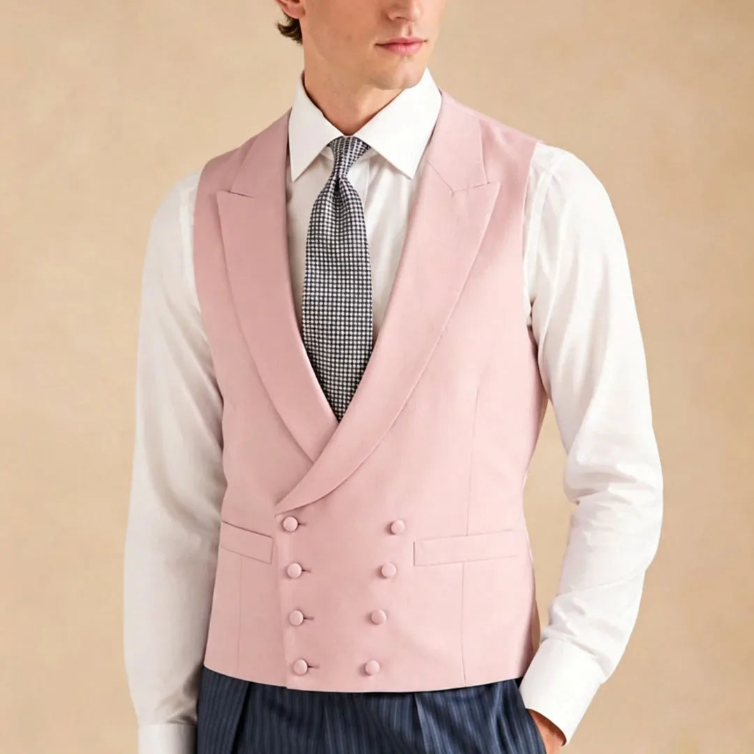 Men's Formal Vest – Double Breasted Lapel Waistcoat for Weddings & Business