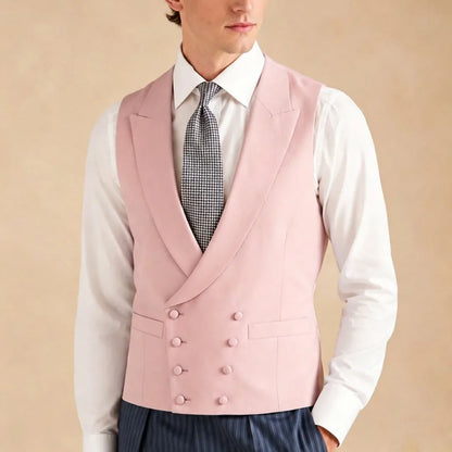 Men's Formal Vest – Double Breasted Lapel Waistcoat for Weddings & Business