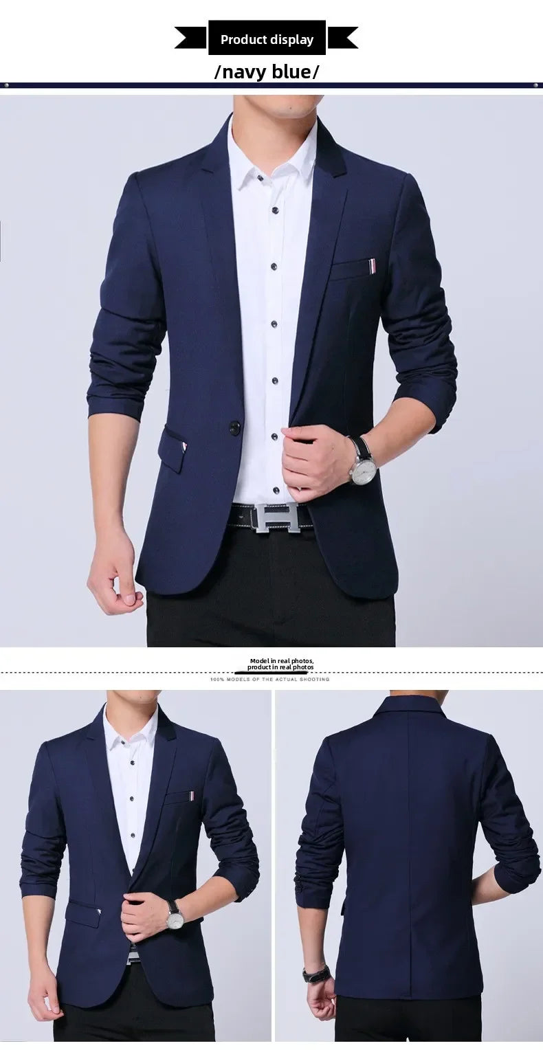 Blazer Men's Fashion Premium Business Outdoor Gentleman Self-cultivation English Style Solid Color Casual Hosts Weddings Blazer