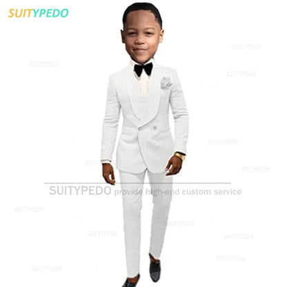 Suit For Kids Boys Baptism Formal Costume Children Birthday Photography Jacket Pants 2 Pieces Wedding Party Flower Boy Tuxedo