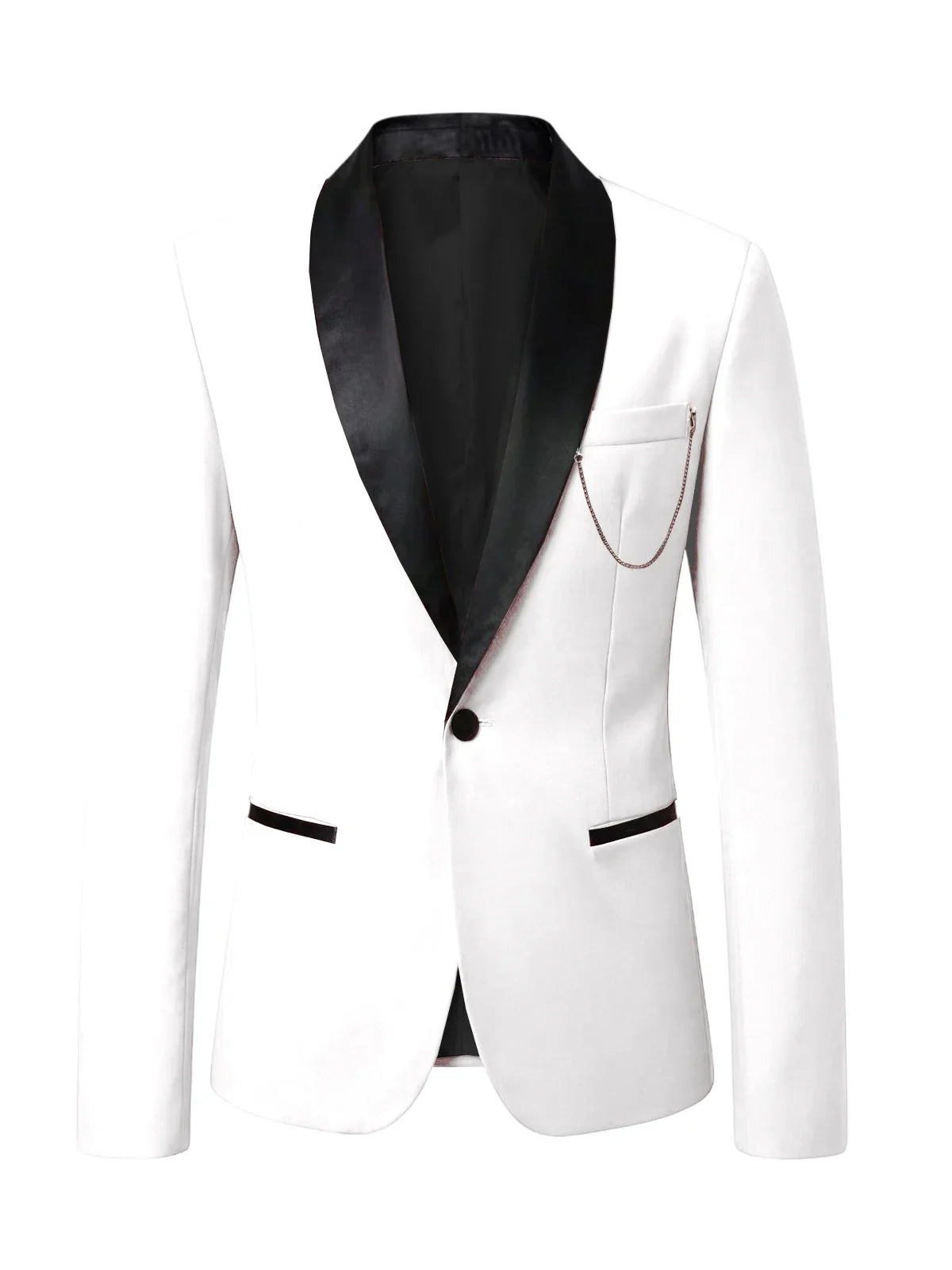 Men's Slim Fit Tuxedo Blazer Satin Shawl Collar One Button Formal Business Suit Jacket for Wedding Prom Party For Spring Summer