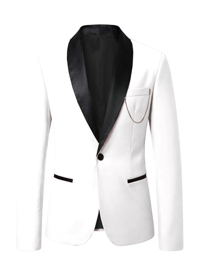 Men's Slim Fit Tuxedo Blazer Satin Shawl Collar One Button Formal Business Suit Jacket for Wedding Prom Party For Spring Summer