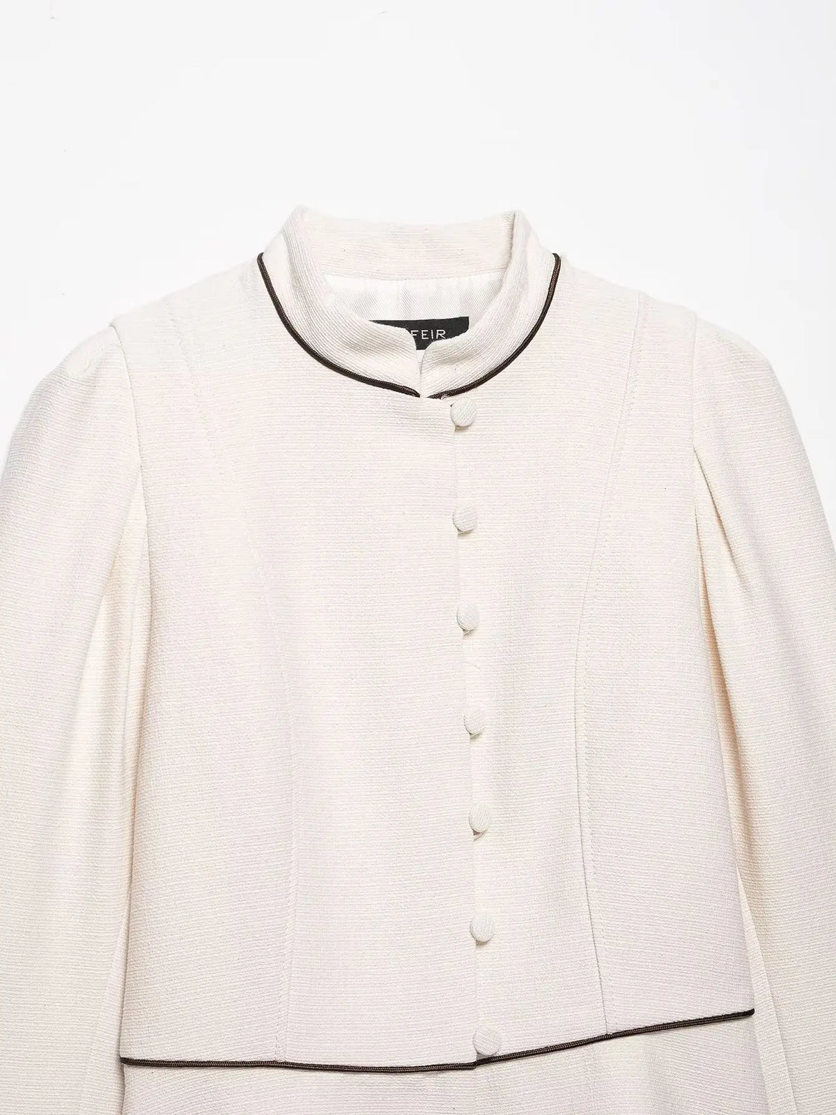 2026 Women Spring Elegant Single Breasted Stand Collar Long Sleeves Short Coat Woman Fashion Casual Beige Tweed Blazer Jacket