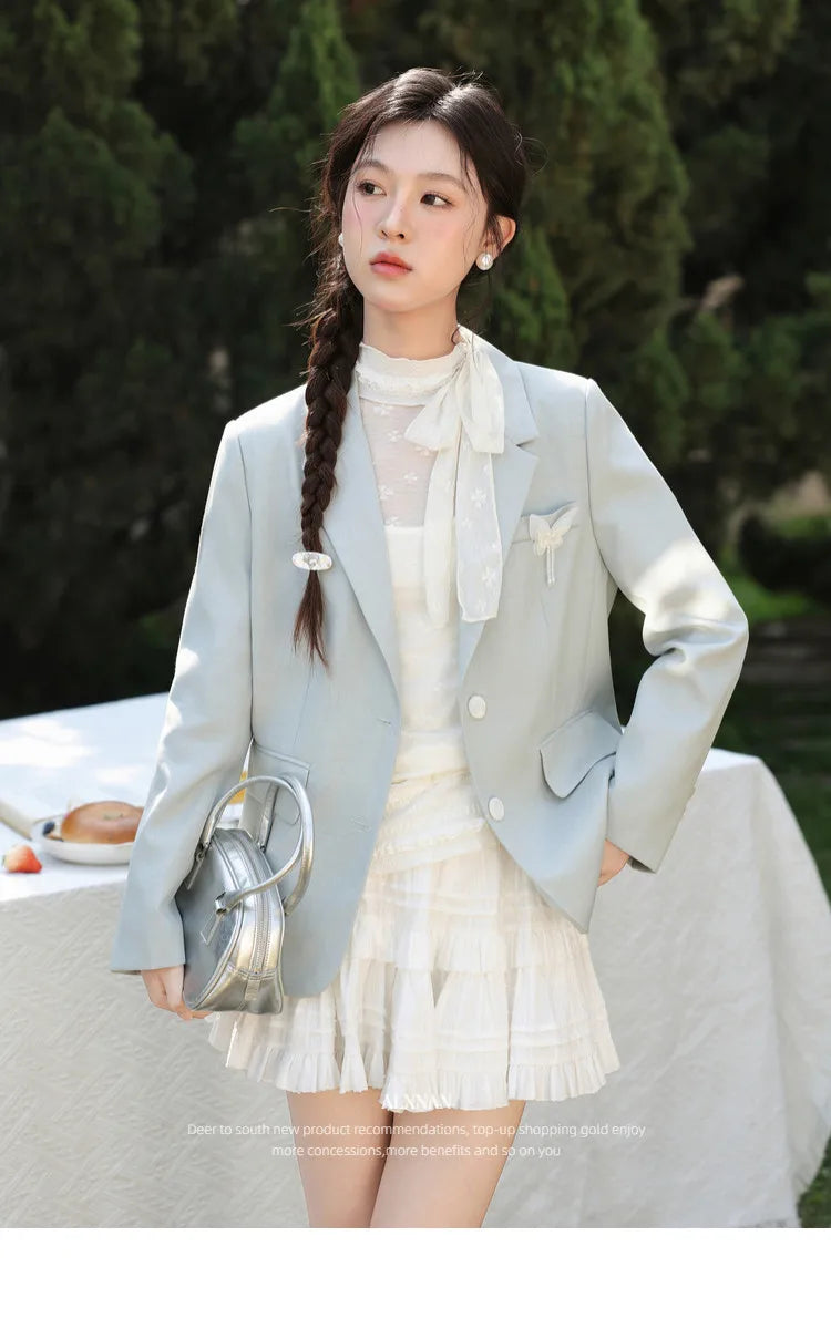 Khaki Blazer Spring Back Split Women's Jacket Elegant Casual Office Loose-fit Long Sleeve Outwears Female L61816 L61922