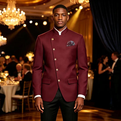Single Breasted Wedding Suit Jacket For Men 1 Piece Stand Collar Slim Fit Fashion Blazer Prom Banquet Formal Business Outerwear