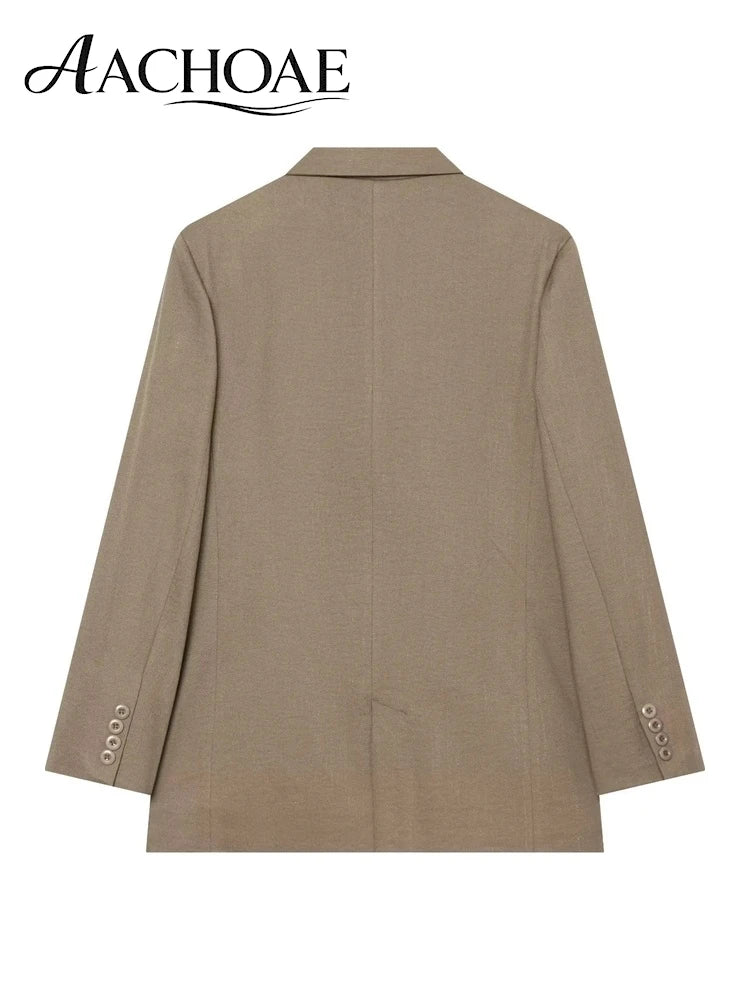 Women Oversized Blazer Single Breasted Lapel Long Sleeve Loose Suit Jacket Elegant Casual Office Lady Outerwear