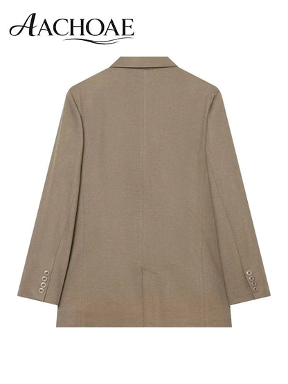 Women Oversized Blazer Single Breasted Lapel Long Sleeve Loose Suit Jacket Elegant Casual Office Lady Outerwear