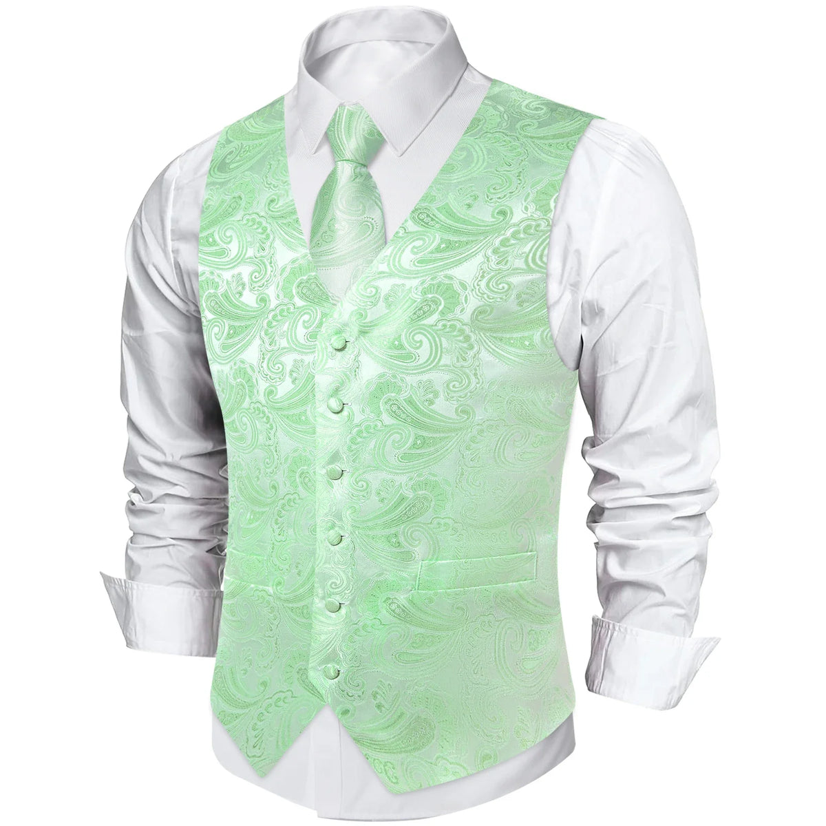 Men's Paisley Suit Vest with Tie and Handkerchief Set for Wedding and Prom