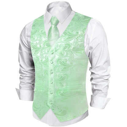 Men's Paisley Suit Vest with Tie and Handkerchief Set for Wedding and Prom