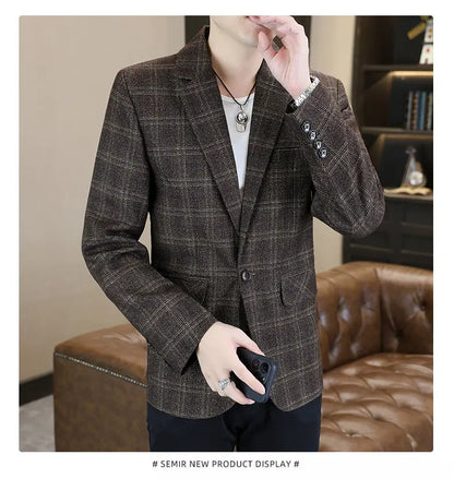 Blazer Men's Fashion Business Gentleman Groom Professional Gentleman Form-fitting Versatile Casual Formal Wear High-end Blazer