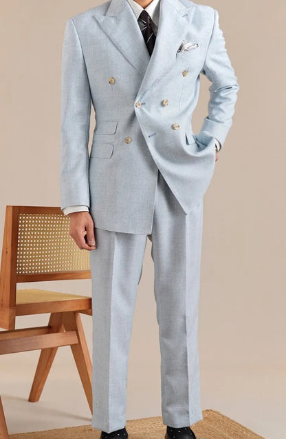 Business Men Work Two Piece Set Double Breasted Blazer Jacket Suit Matching Sets Slim Fit Autumn New Office Man Outfits Suits