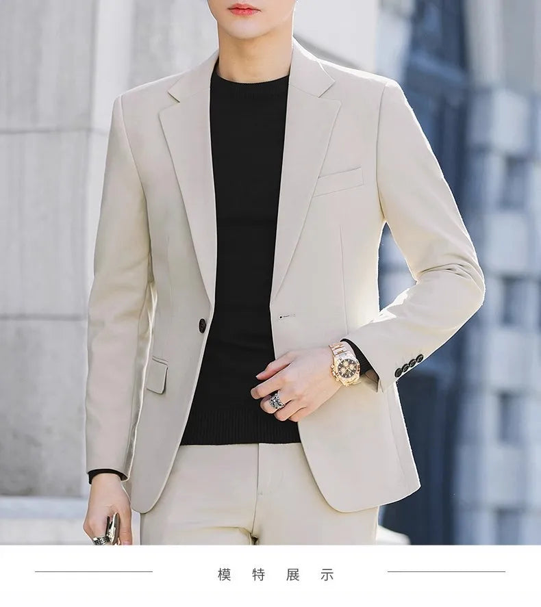 Blazer: Outdoor Men Fashion Gentleman Stylish and Versatile Trendy Casual Best for Best Man Formal Workwear Professional Blazer
