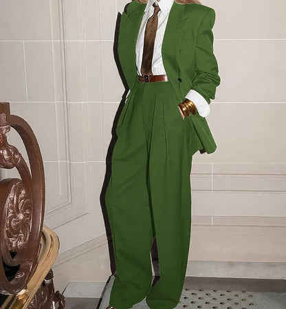 Custom Made Female Chic Business Suit Double-breasted Peaked Lapel 2 Pieces(Jacket+Pants) Unisex Casual Formal Oversized Blazer