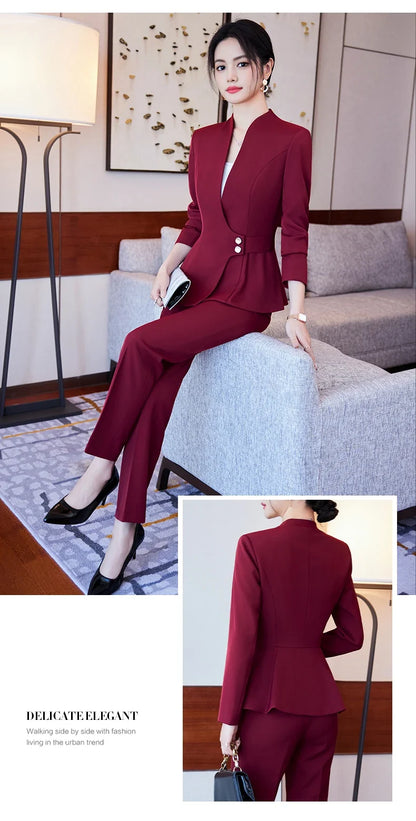 Long-Sleeved Suit for Women, Elegant Jacket and Trousers, Business and Work Uniform, Office Ladies, Special Fashion, 2025