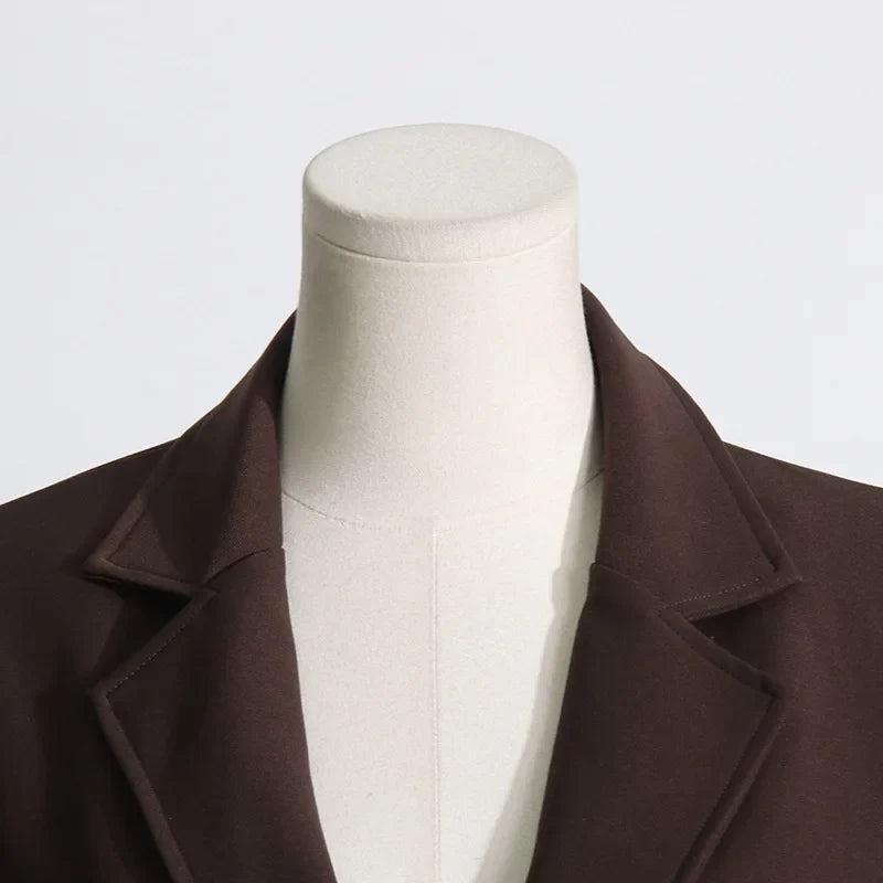 Spring Autumn New Women Blazer Solid Color Single Breasted Notched Collar Fashion Elegant Coat High-end Chic Jacket HK18269