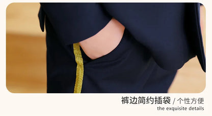 Flower Boys Pilot 3Pieces/Set Jacket Pants Tie Uniform Suit Kids Tuxedo Wedding Dress Children Birhtday Photograph Stage Costume