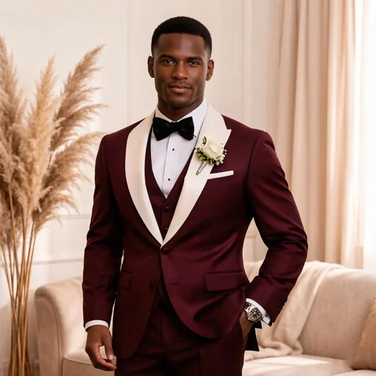 3 Pieces Formal Men Suits Peak Lapel Slim Fit Groom Tuxedo Mix Match Separates Single Breasted Wedding Reception Wear