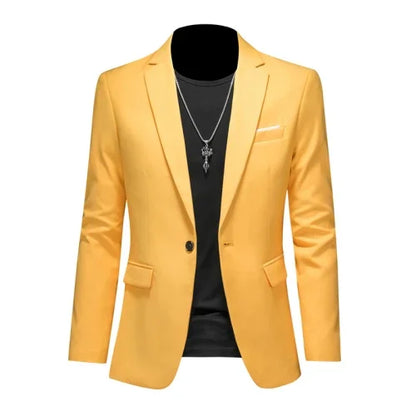 Men's Slim Fit Single-Breasted Blazer for Business Casual and Wedding Occasions