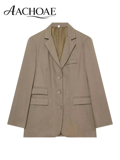 Women Oversized Blazer Single Breasted Lapel Long Sleeve Loose Suit Jacket Elegant Casual Office Lady Outerwear