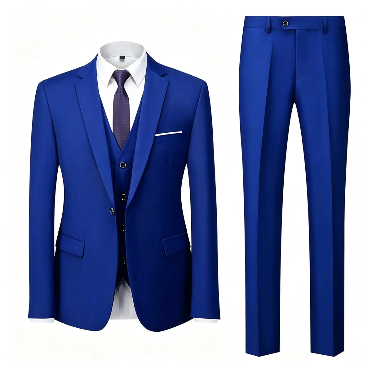 ( Jacket+Vest+Pants ) Brand Solid Color Formal Office Business Men's Suit Groom Wedding Dress Party Male Casual Suits