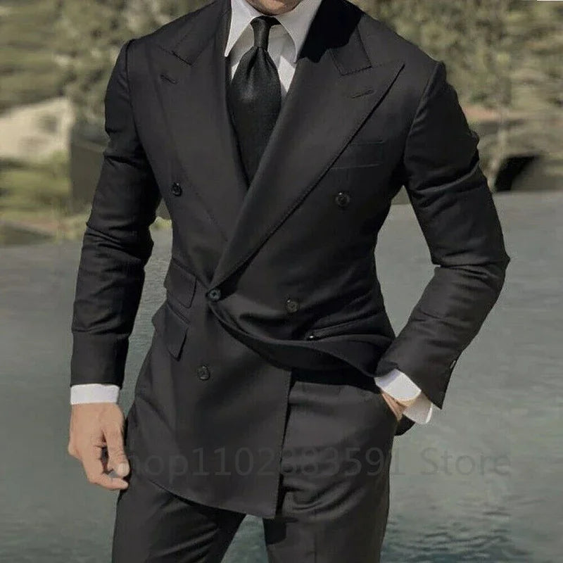 1 pièce noire, veste croisée seulement, costume homme, smoking marié, coupe ajustée, Terno Masculino, blazer