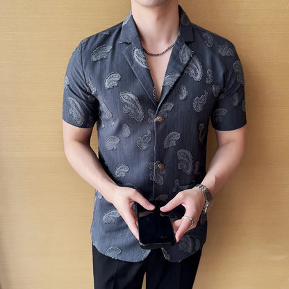 Summer Thin Ice Silk Without Lining Suit Coats 2025 New High-end Fashion Jacquard Casual Social Shirt Coat Men Clothing 4XL-M