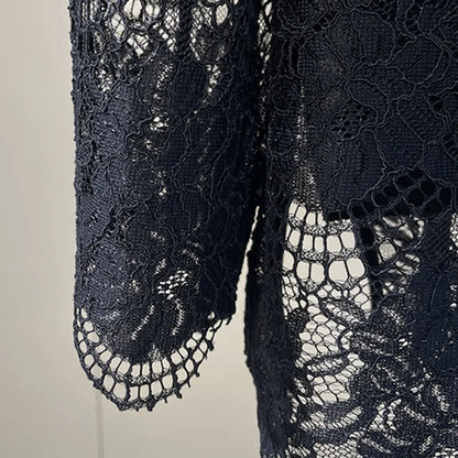 Black Lace Long Sleeve Open Front Casual Party Outerwear Single Breasted Women New Autumn 2026 hot-Selling CPG5745