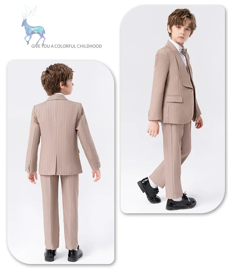School Kids Piano Host Performance Suit Set Flower Boys Wedding Dress Spring Children's Birthday Party Photography Costume