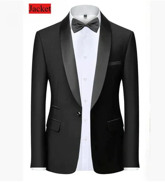Men Formal Slim Fit Tuxedo Prom Suit Male Groom Wedding Blazers High Quality Groomsman Luxury Dress Business Banquet Party Suit