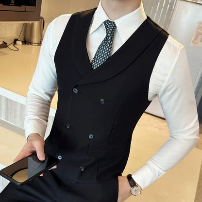 Men's Vest Double Breasted Lapel Waistcoat for Weddings and Formal Occasions