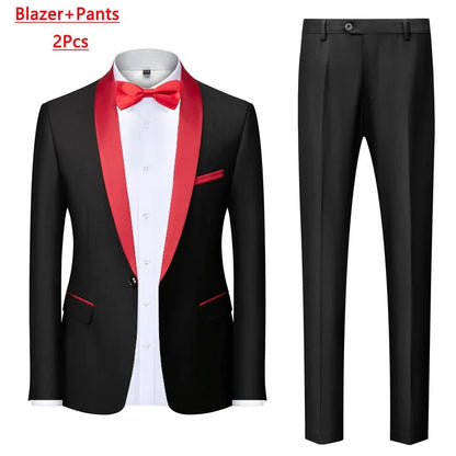 Men's Slim Fit Formal Suit Set – Blazer, Vest & Pants for Weddings & Parties