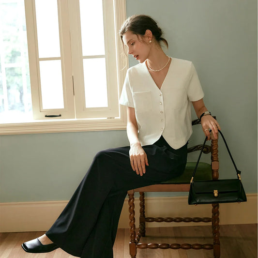 Women's Cropped Blazer Simple Short Sleeve Jacket 2026 Early Spring New Commuter Outerwear Ladies Clothing O58XW91361