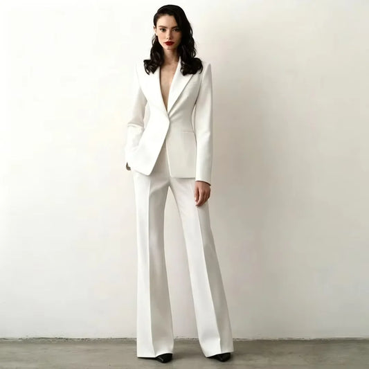 Elegant Black 2 Pcs Workplace Style Blazer Female Business Work Wear Jacket+Pant Tailor Made Women's Suit Slim Fit