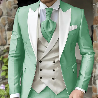 Costume de mariage pour homme à revers pointu de haute qualité coupe slim Vestes Col pointu croisé Carnavals hommes Le dernier