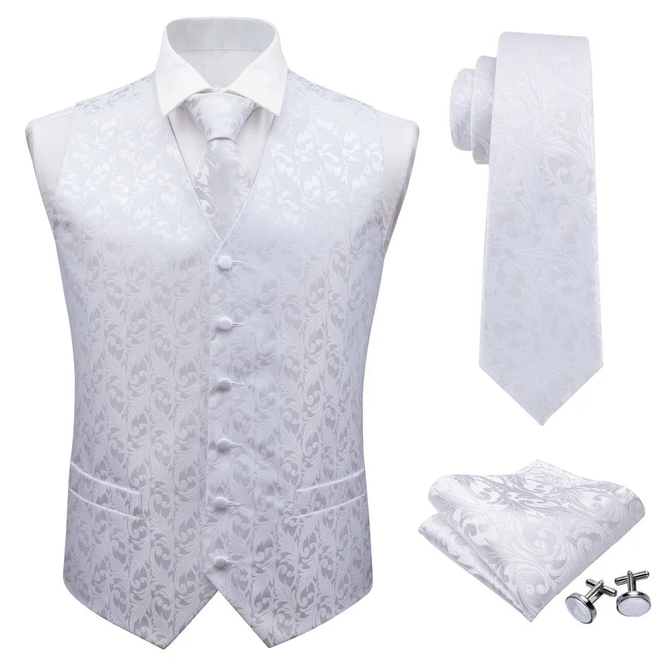Men's Vest Paisley V-Neck Single Breasted Formal Waistcoat for Wedding Business Party