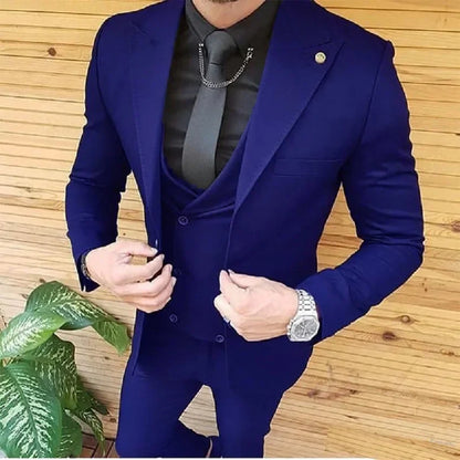 Black Men Suits Groom Wear Tuxedos Prom Dresses Best Man Party Suit Business Suit Three Pieces Suit ( Jacket+Pants+Vest)