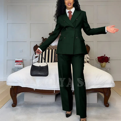 2025 New Summer Women's Suits Business Casual Outfits Double Breasted Peak Lapel Jacket Pants Custom Made High Quality Female
