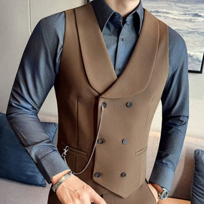 Men's Double Breasted Vest – Formal Lapel Waistcoat for Weddings & Events