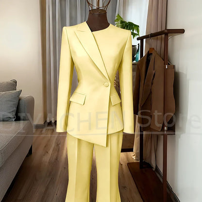 Women's Suit Slim Fit Blazer and Flared Trousers Elegant Formal Outfits Office Casual Party Fashion Pants Sets Two Piece
