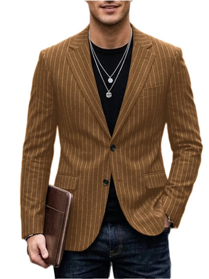 Men's Striped Blazer Casual Slim Fit Suit Jacket 2026 New Business Casual Single Breasted Blazer for Men Office Wedding Party Co