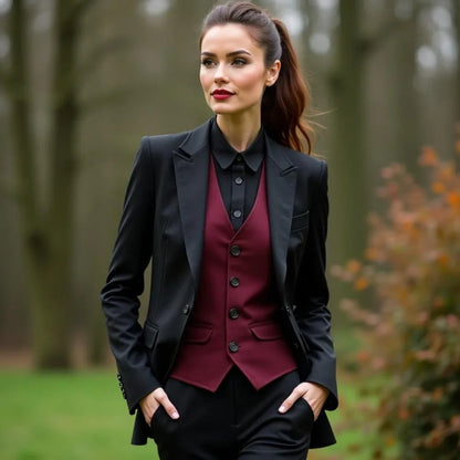 Women 3 Piece Suit Set Blazer Vest Pants Slim Fit Office Business Party Formal Attire Customizable Size for Ladies