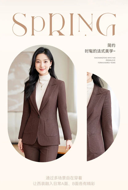 Fashionable professional women's high-quality two-piece trousers + blazer set. 2025 autumn and winter new styles