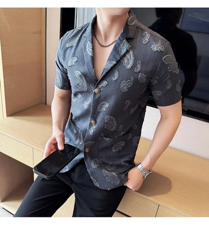 Summer Thin Ice Silk Without Lining Suit Coats 2025 New High-end Fashion Jacquard Casual Social Shirt Coat Men Clothing 4XL-M