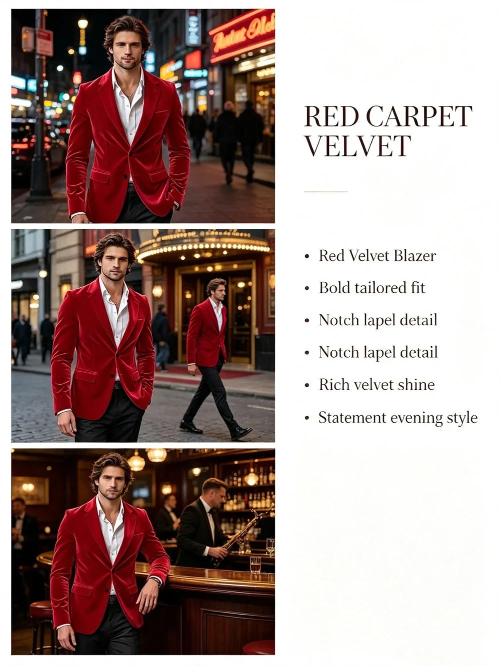 Men's Velvet Blazer Single Breasted Slim Coat Tailored Business Casual Groom's Jacket Fit Work Date Party Wedding Daily Wear