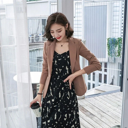 Women Korean Short Solid Blazer 2025 SS New Arrival Influencer Designed Slim Professional Elegant All Match Workwear Jacket