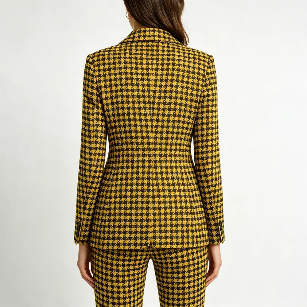 Classic 2 Pieces Suits One-Button Women's Elegant Notch Lapel Slim Fit Jacket Pants Full Sets Customized Vintage Blazer Prom