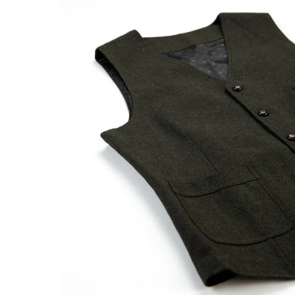 Men's Vest Herringbone Single Button Waistcoat for Wedding Business Casual