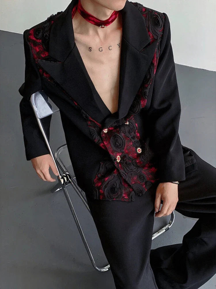 Personalized Three-dimensional Patchwork Design Luxury Blazer Coat Men 2025 New Elegant Temperament Trendy Clothes JY2391