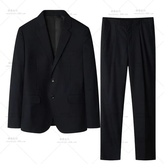 Men's Single-Breasted Two-Piece Suit Set for Wedding and Work — Spring Autumn