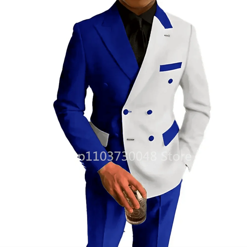 Slim Fit Wedding Tuxedo for Men Peak Lapel Double Breasted Blazer Suit Formal Business Groomsmen Outfit Wedding